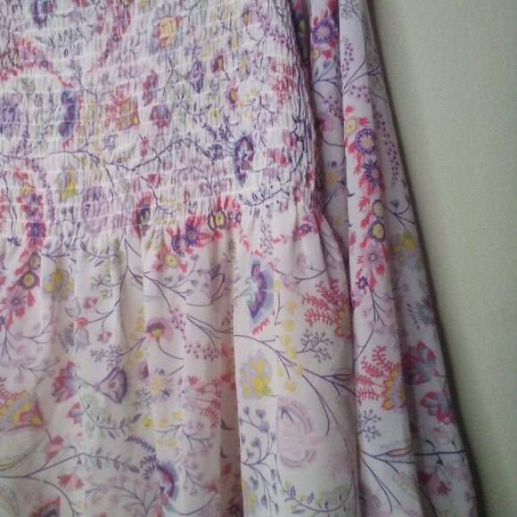 Rose & Olive Blouse Shirt XS Women Long Sleeve Elastic Bust Floral Colorful - Picture 9 of 14